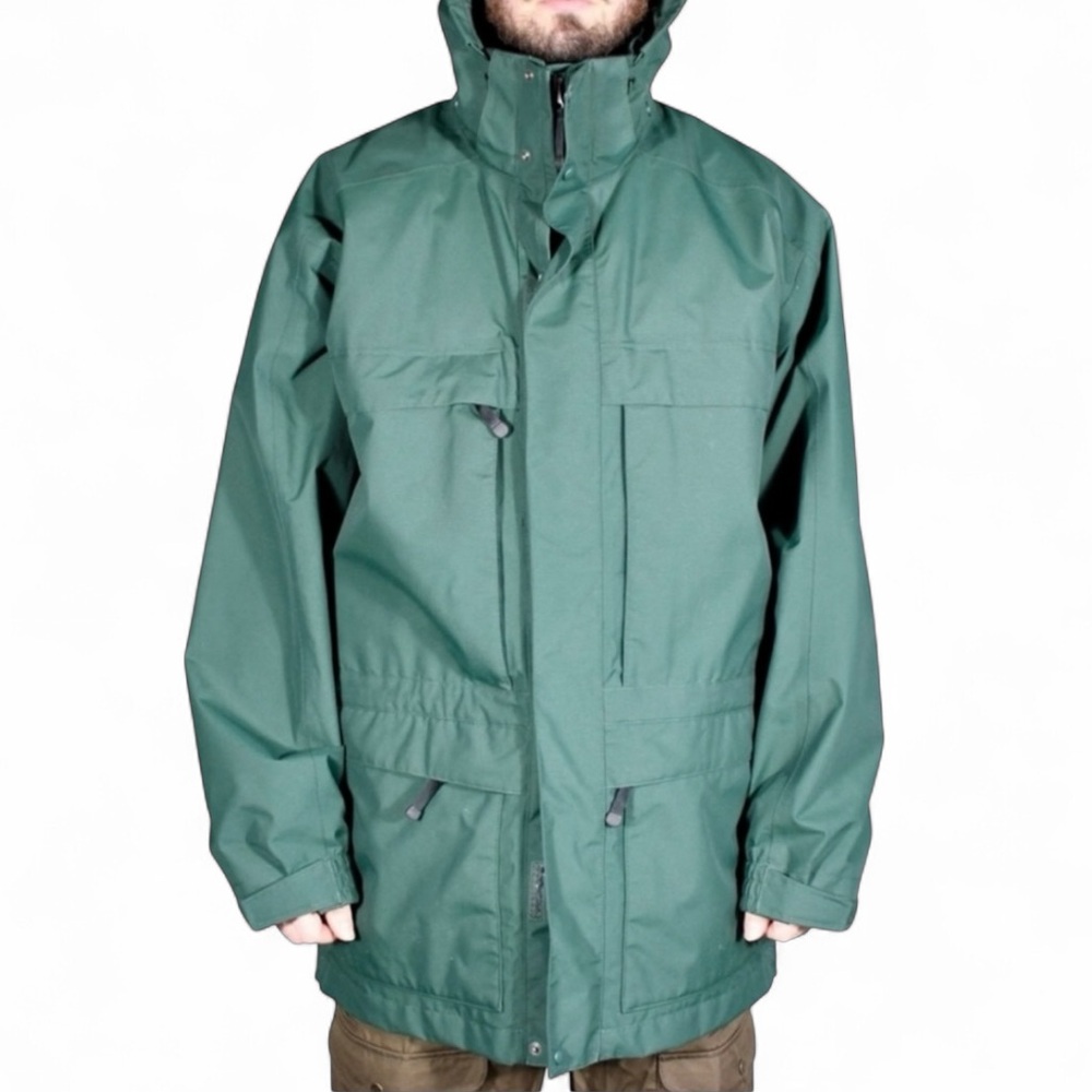 L.L. Bean Green Ski Jacket with Weatherproof Material and Detachable Hood